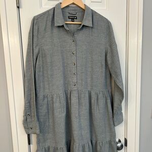 Toad & Co tiered dress, light blue flannel shirtdress, size large
